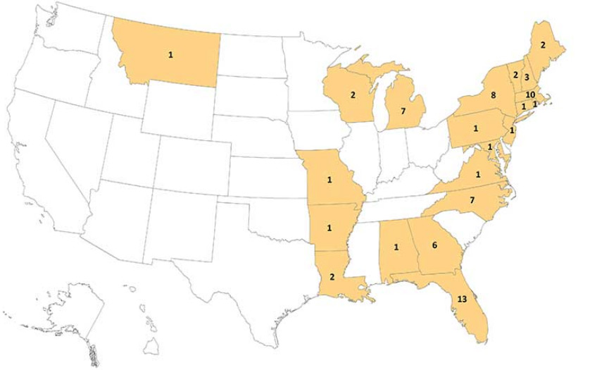 Eastern Equine Encaphalitis 2019 Breakout Map